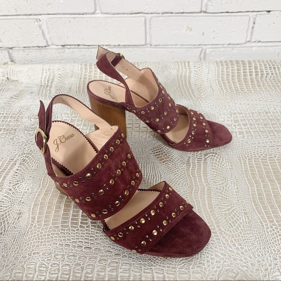 J. Crew Stella Red Heels in Studded Suede - Picture 5 of 8